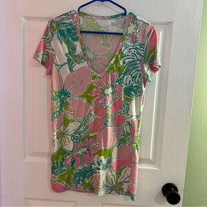 Lilly Pulitzer Etta V Neck Top, Flamingo Pink XS